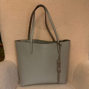 kate spade gray leather tote with bow charm